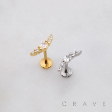 MULTI BEZEL CZ ROUND CURVED ARCH LINE THREADLESS (PUSH IN) 316L SURGICAL STEEL LABRET SET